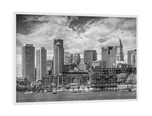 Poster mit weißem Rahmen "BOSTON Skyline | monochrom" artboxONE - Architektur,Städte / Boston