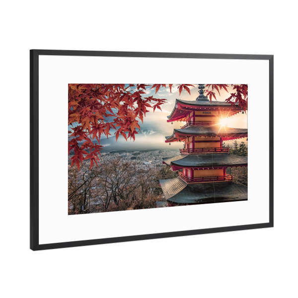 Poster mit Rahmen Schwarz (Metallic) "Chureito" artboxONE - Natur,Reise,Architektur,Reise / Asien,Reise / Länder