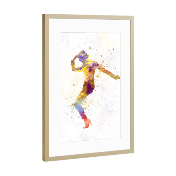 Poster mit Rahmen Gold "Dancing in disco" artboxONE - Menschen