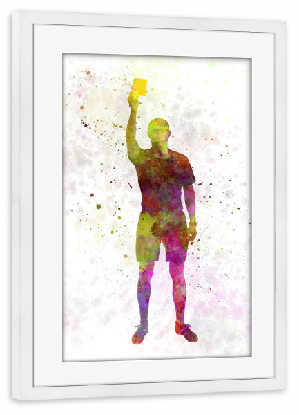 Poster mit Rahmen weiß "Referee in watercolor-a" artboxONE - Menschen,Sport / Fußball,Männer