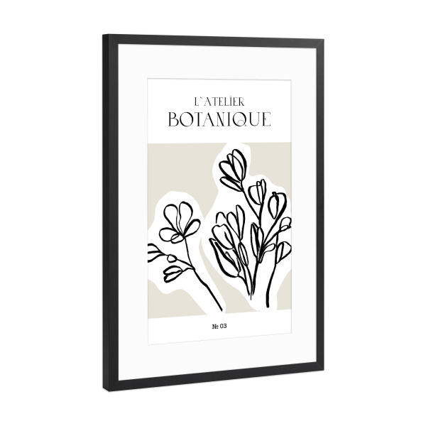 Poster mit Rahmen Schwarz (Metallic) "Botanical handdrawn sketch" artboxONE - Typografie,Natur,Floral