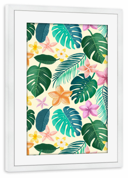 Poster mit Rahmen weiß "Tropenparadies zum Verlieben" artboxONE - Natur,Floral