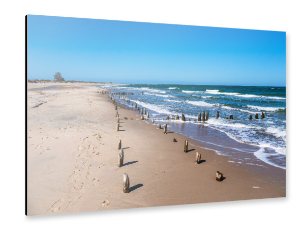 Alu-Dibond "Strand, Buhnen und Wellen" 30x20 cm artboxONE