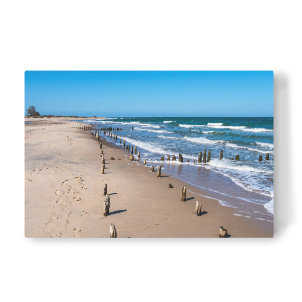 Leinwandbild "Strand, Buhnen und Wellen" artboxONE - Natur,Reise,Reise / Strand und Meer