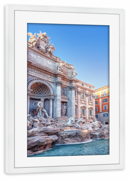 Poster mit Rahmen weiß "Trevi Fountain" artboxONE - Städte,Reise,Architektur,Reise / Länder,Städte / Rom