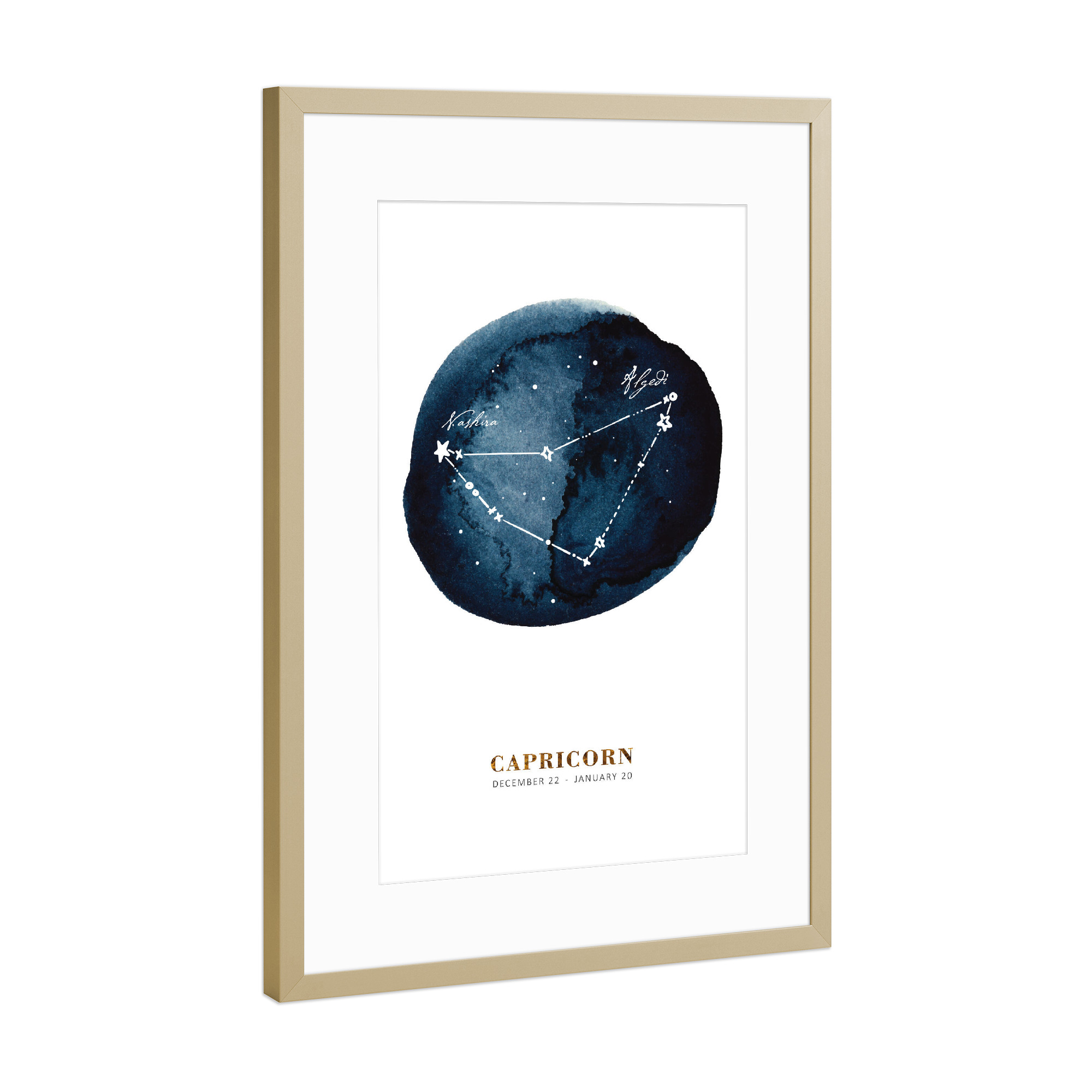 Poster mit Rahmen Gold "Buffiere - Sternzeichen Steinbock" artboxONE - Galaxy