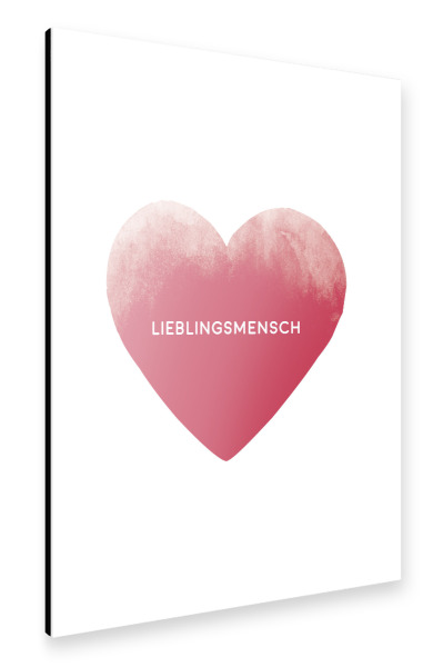 Alu-Dibond "Lieblingsmensch mit Herz I Rot" 30x20 cm artboxONE