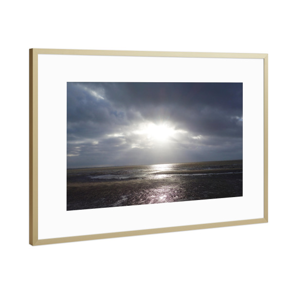 Poster mit Rahmen Gold "Sonnenuntergang in Friesland" artboxONE - Natur,Reise / Strand und Meer