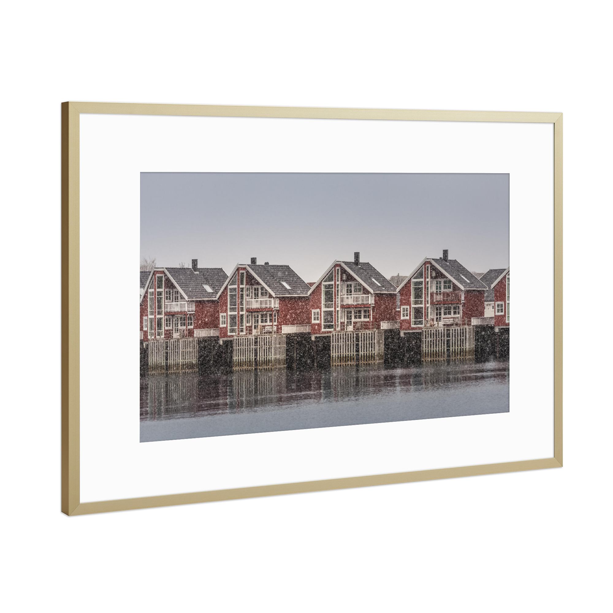 Poster mit Rahmen Gold "Schneegestöber" artboxONE - Architektur,Reise / Strand und Meer