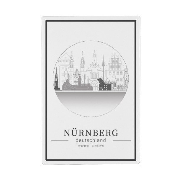 Metall Poster "Nuremberg skyline line art circle" artboxONE - Städte,Reise,Architektur,Kartografie
