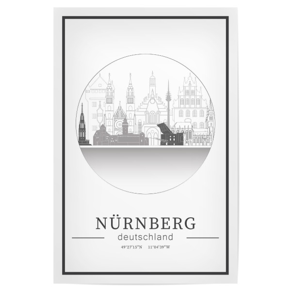 Poster "Nuremberg skyline line art circle" artboxONE - Städte,Reise,Architektur,Kartografie