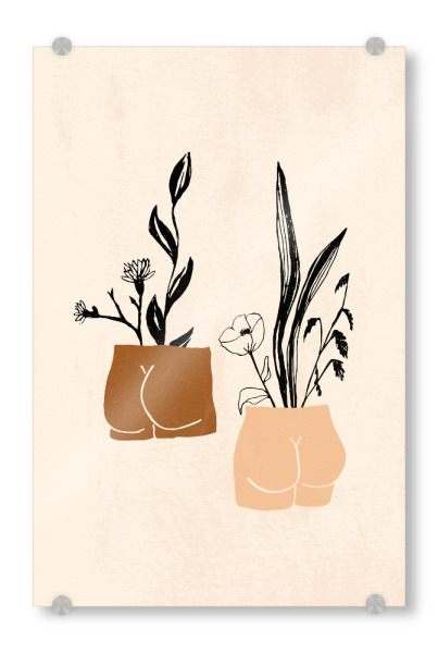 Acrylglasbild "Couple Bottoms Flower Sculptures" artboxONE - Floral,Abstrakt,Menschen
