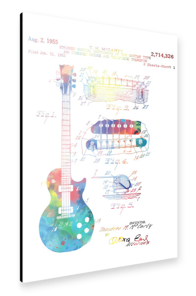 Alu-Dibond "Guitar electric patent" 30x20 cm artboxONE