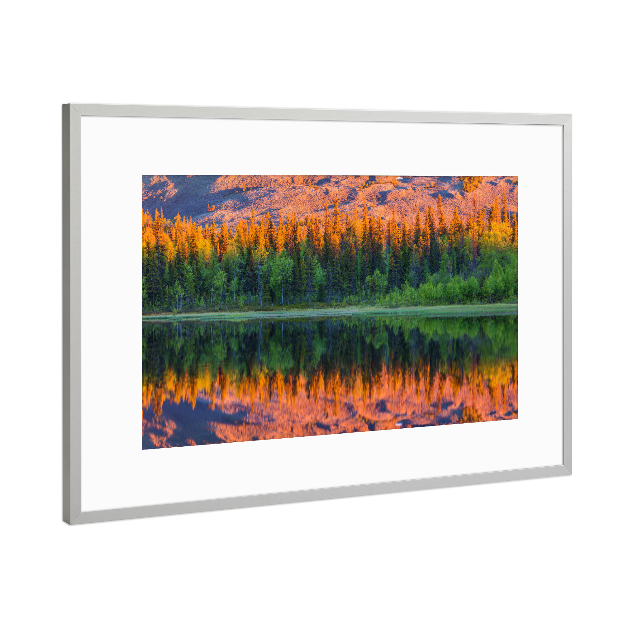 Poster mit Rahmen Silber "See mit Spiegelung" artboxONE - Natur,Reise,Reise / Länder
