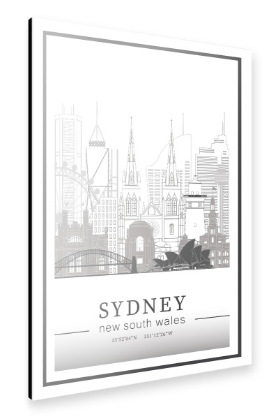 Alu-Dibond "Sydney skyline line art" 30x20 cm artboxONE