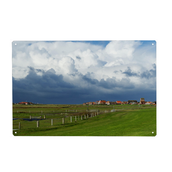 Metall Poster "Blick auf die Häuser von Baltrum" artboxONE - Natur,Reise