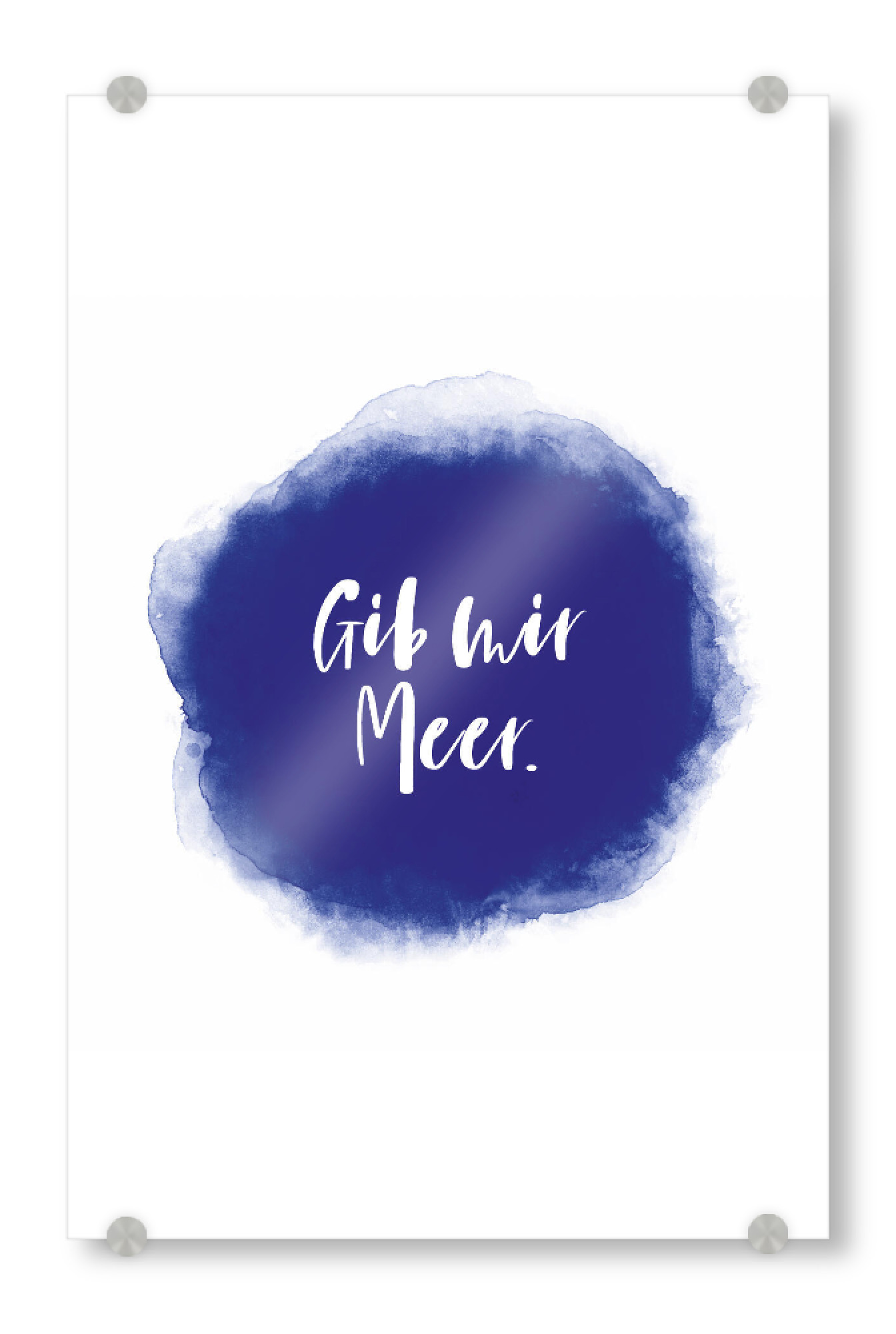 Acrylglasbild "Gib mir Meer I Tiefblau" artboxONE - Typografie,Reise / Strand und Meer,Lustig