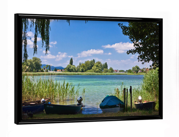 Poster mit schwarzem Rahmen "Boote am Bodensee" artboxONE - Natur,Reise