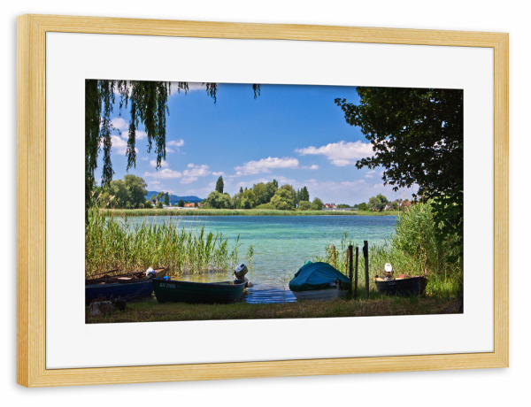 Poster mit Rahmen kiefer "Boote am Bodensee" artboxONE - Natur,Reise