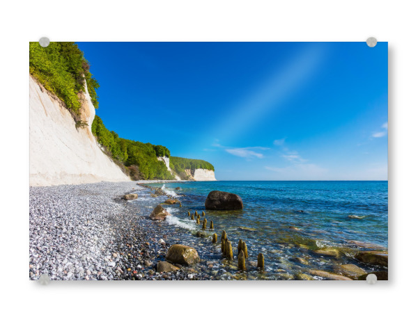 Acrylglasbild "Buhne, Steine, Kreidefelsen" artboxONE - Natur,Reise,Reise / Strand und Meer