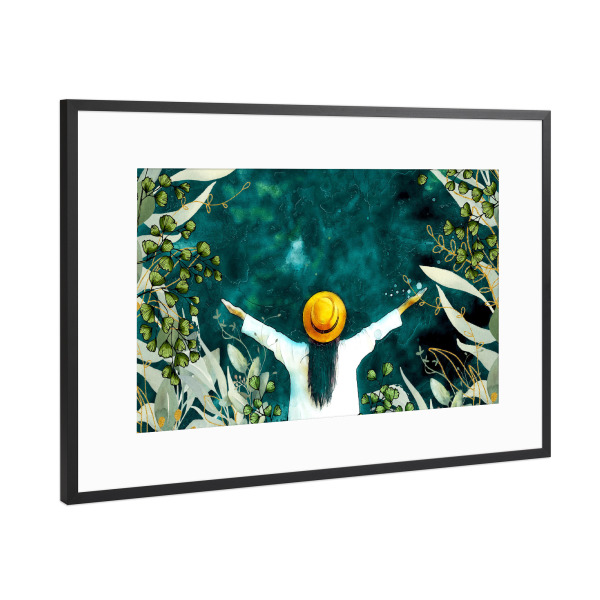 Poster mit Rahmen Schwarz (Metallic) "Women life Happiness" artboxONE - Natur,Liebe