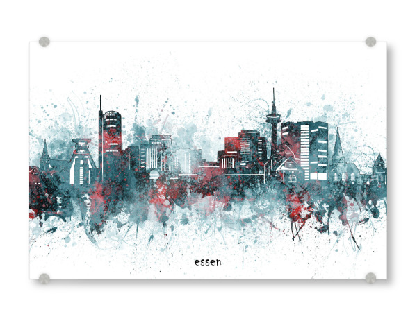 Acrylglasbild "Essen skyline artistic grey" artboxONE - Städte,Reise,Architektur
