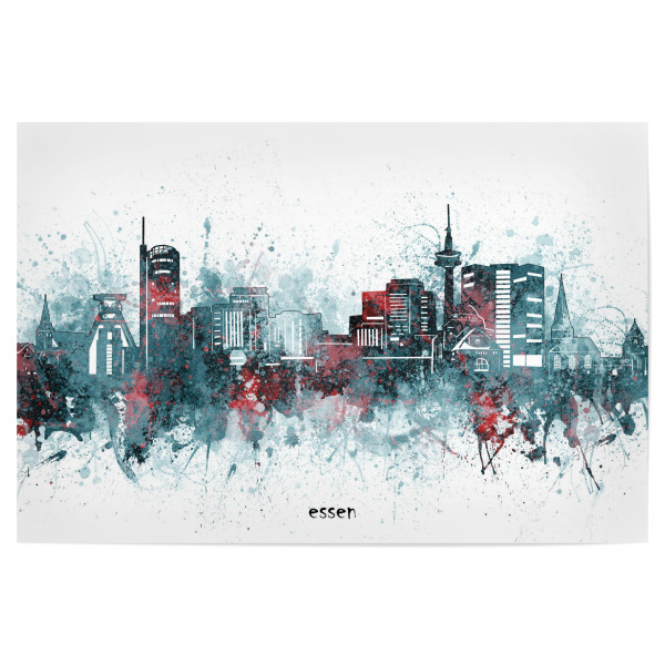 Poster 30x20 cm "Essen skyline artistic grey" artboxONE - Städte,Reise,Architektur