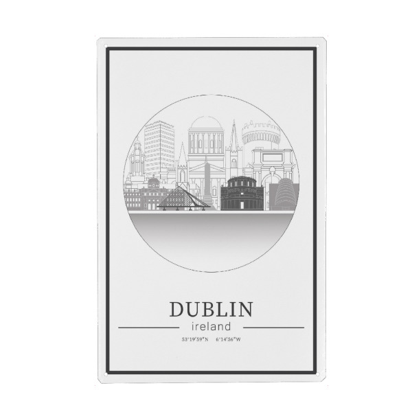 Metall Poster "Dublin skyline line art circle" artboxONE - Städte,Reise,Architektur,Kartografie