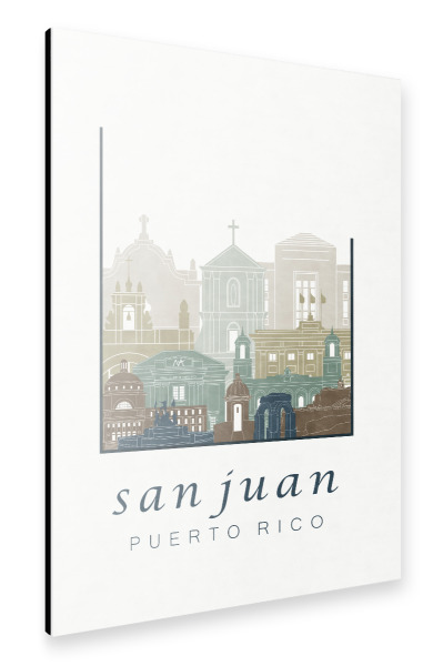 Alu-Dibond "San Juan skyline light blue" 30x20 cm artboxONE