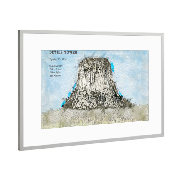 Poster mit Rahmen Silber "Devils Tower" artboxONE - Natur,Reise / Länder