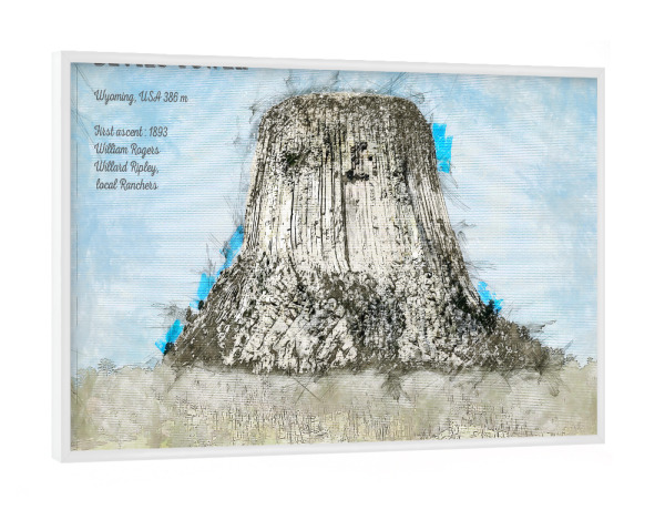 Poster mit weißem Rahmen "Devils Tower" artboxONE - Natur,Reise / Länder