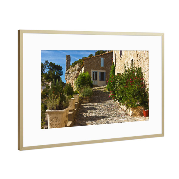 Poster mit Rahmen Gold "Gasse in Südfrankreich" artboxONE - Natur,Reise,Reise / Länder