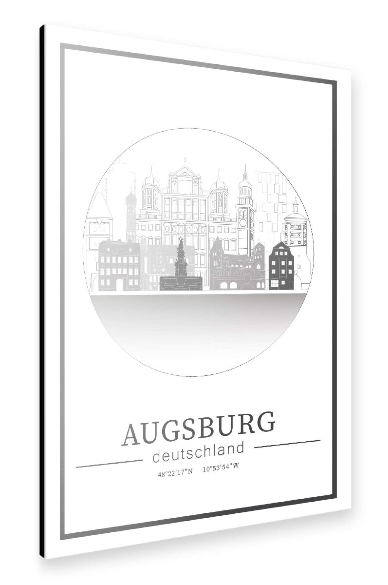 Alu-Dibond "Augsburg skyline line art circle" 30x20 cm artboxONE