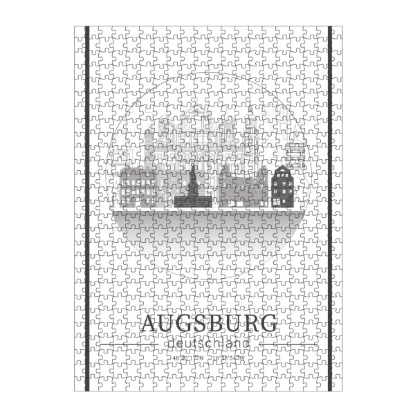 Puzzle Ravensburger "Augsburg skyline line art circle" artboxONE - Städte,Reise,Architektur,Kartografie