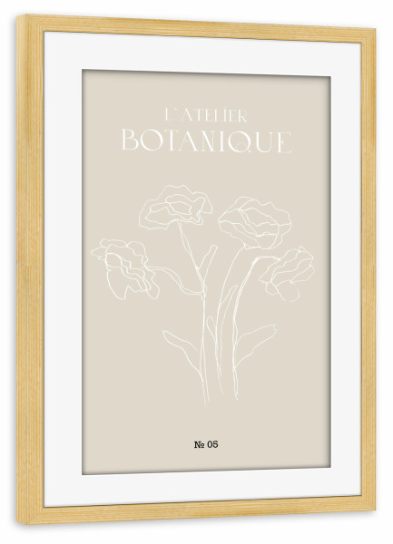 Poster mit Rahmen kiefer "Minimalistic Floral Beige Art" artboxONE - Typografie,Natur,Floral