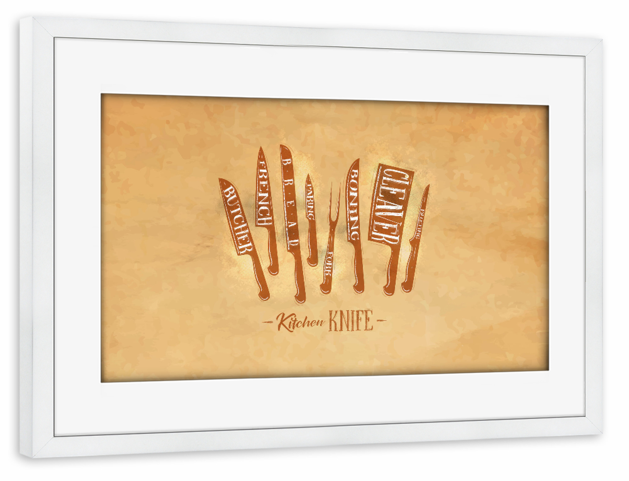 Poster mit Rahmen weiß "Сutting knife kraft" artboxONE - Essen & Trinken,Für Mama,Für Papa,Essen & Trinken / Obst & Gemüse