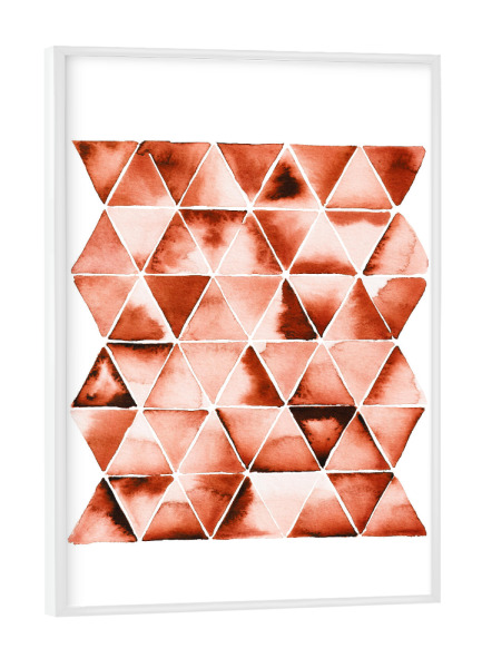 Poster mit weißem Rahmen "Buffiere - Orange Dreiecke" artboxONE - Abstrakt