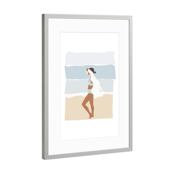 Poster mit Rahmen Silber "Woman walking at the beach" artboxONE - Menschen,Reise / Strand und Meer