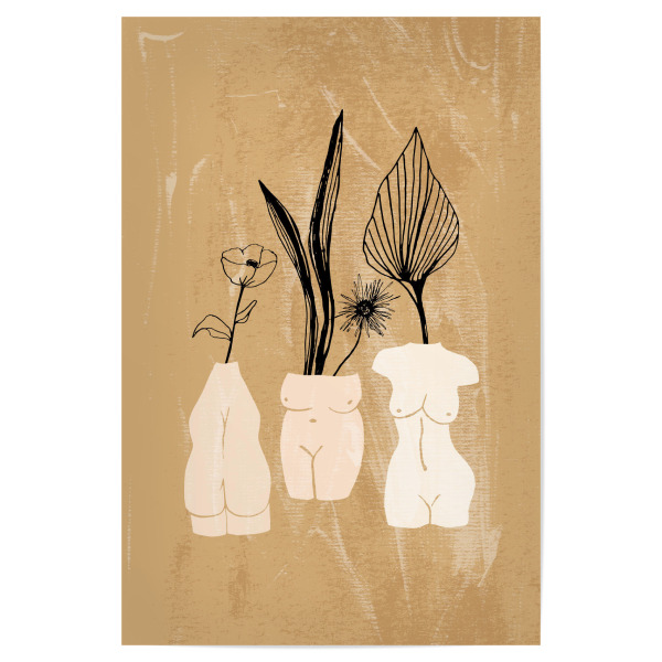 Poster "3 Woman 2 Flower Vases Bodies" artboxONE - Floral,Abstrakt,Menschen