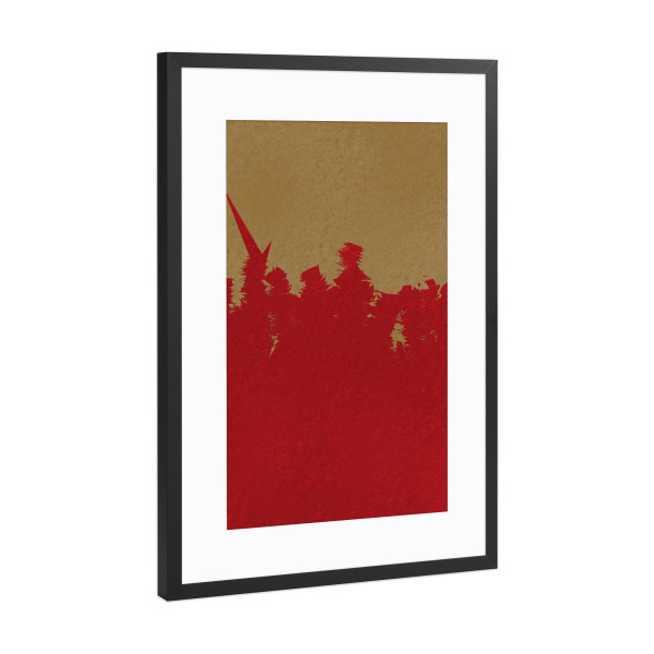 Poster mit Rahmen Schwarz (Metallic) "Red and Gold" artboxONE - Abstrakt - Abstract,Red,Gold,Texture,Minimalist,Painting,Abstrakt