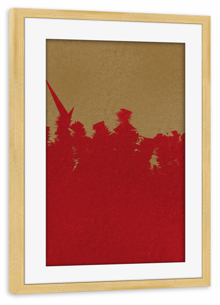 Poster mit Rahmen kiefer "Red and Gold" artboxONE - Abstrakt - Abstract,Red,Gold,Texture,Minimalist,Painting,Abstrakt