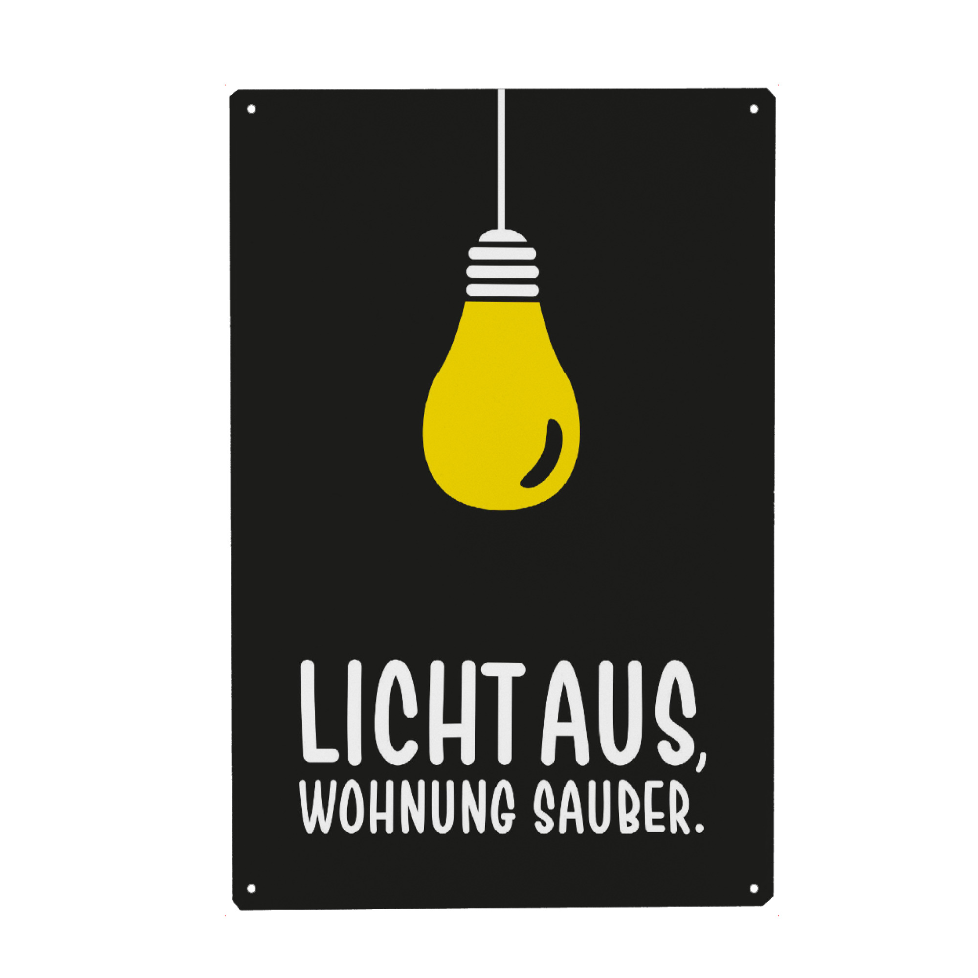 Metall Poster "Licht aus I Gelb & Schwarz" artboxONE - Typografie,Comic,Für Mama,Für Papa,Lustig