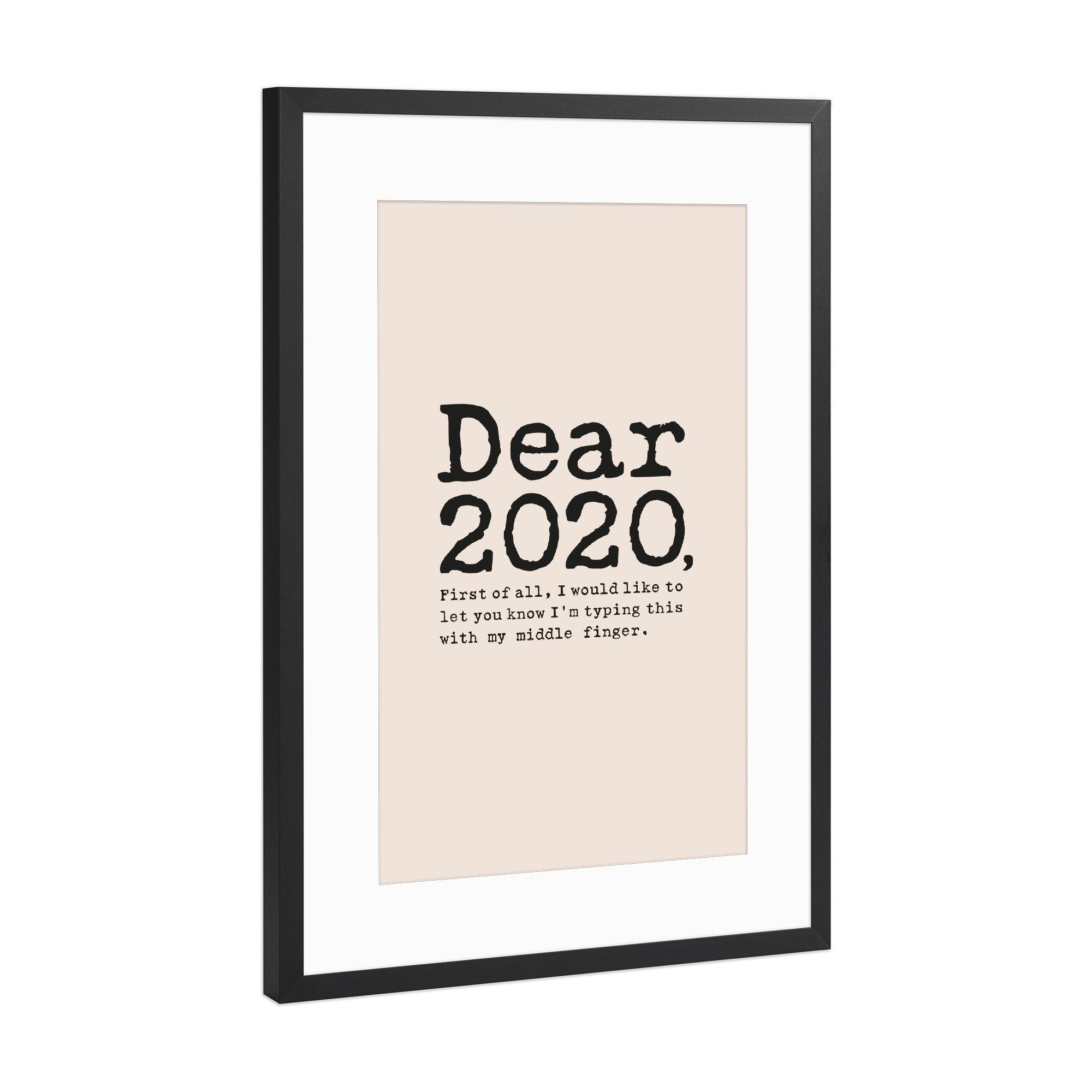 Poster mit Rahmen Schwarz (Metallic) "Getippt mit Mittelfinger I Rosé" artboxONE - Typografie,Abstrakt,Lehrersprüche,Lustig