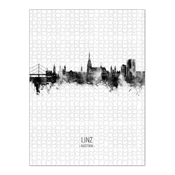 Puzzle Ravensburger "Linz Austria Skyline BW" artboxONE - Städte
