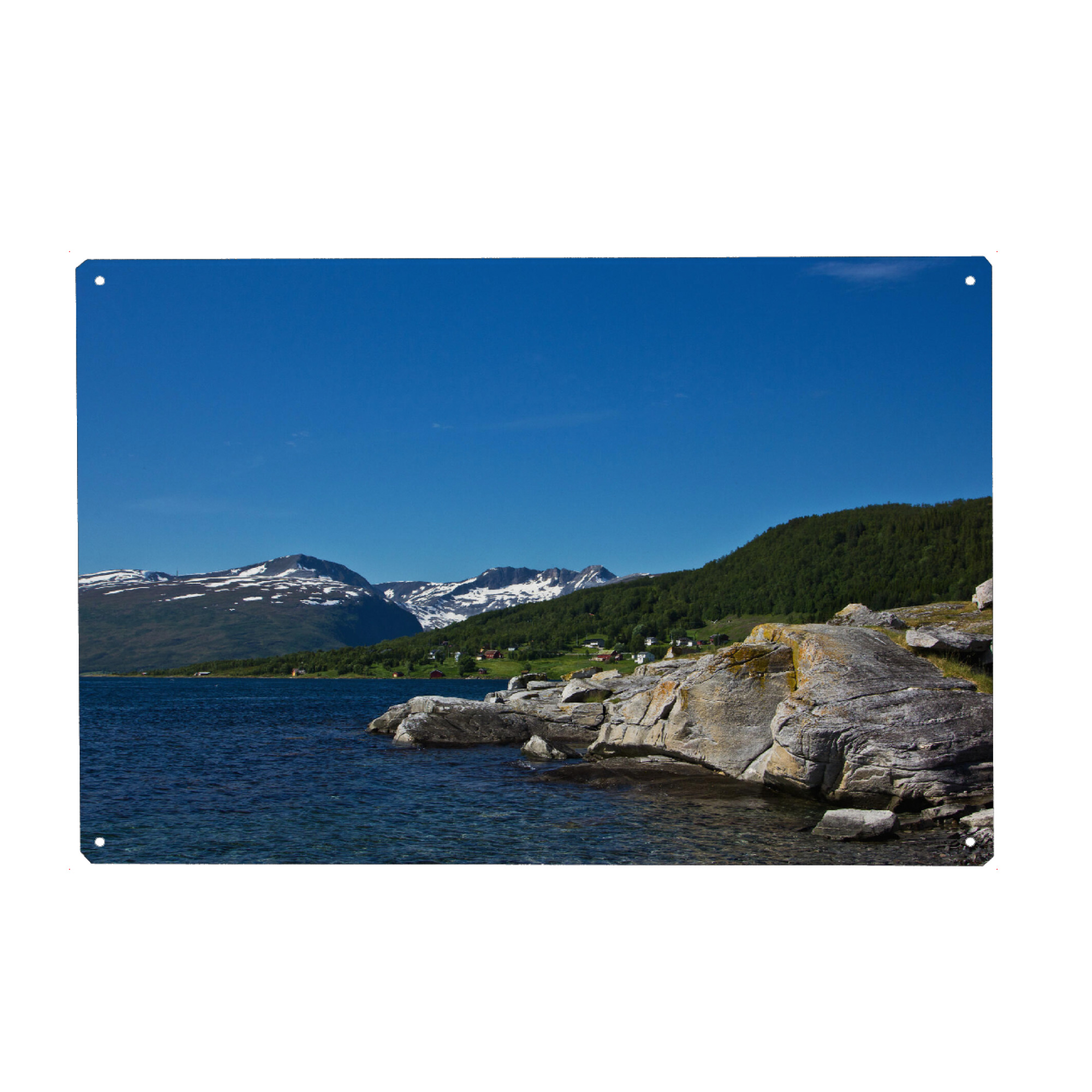 Holzbild "Felsen am Fjord" artboxONE - Natur,Reise,Reise / Strand und Meer,Reise / Länder