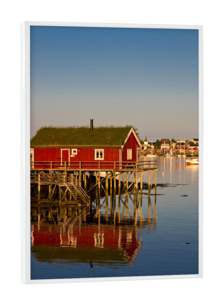 Poster mit weißem Rahmen "Fischerhütte auf den Lofoten" artboxONE - Natur,Reise,Architektur,Reise / Strand und Meer,Reise / Länder