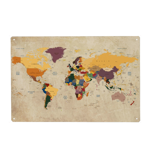 Holzbild "World Map Country 2 (matart)" artboxONE - Kartografie