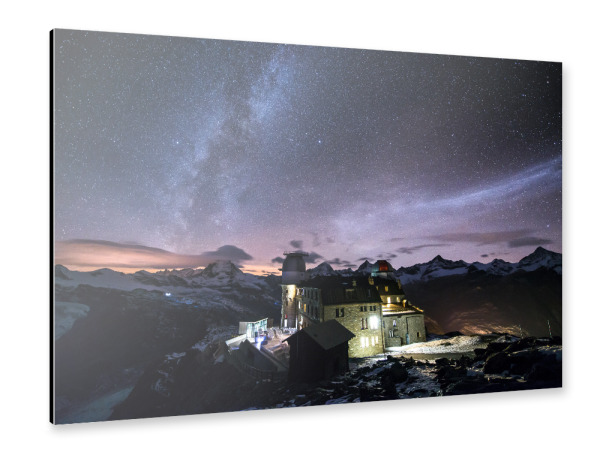 Alu-Dibond "Nightscape at Gornergrat-Station" 30x20 cm artboxONE