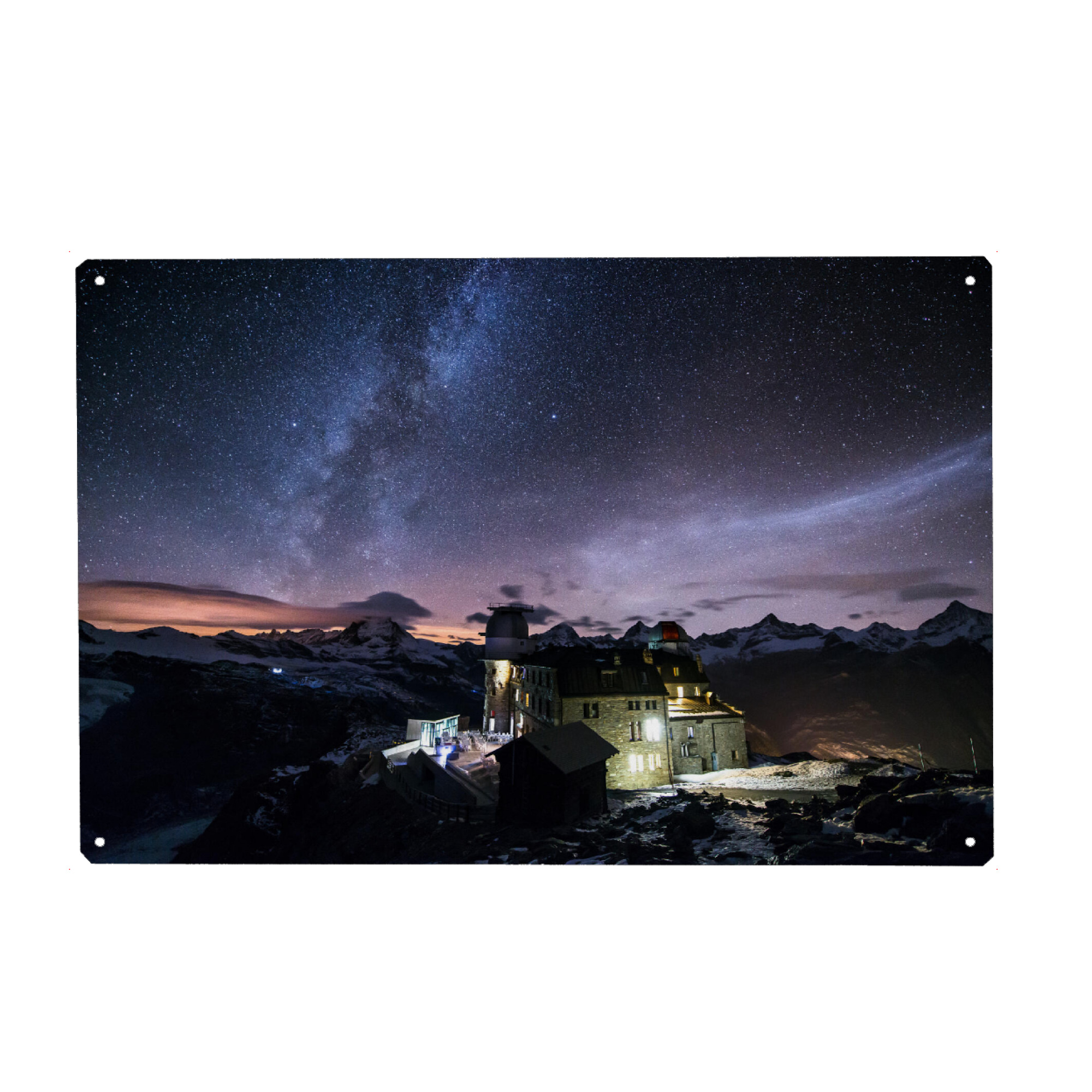 Metall Poster "Nightscape at Gornergrat-Station" artboxONE - Natur,Reise / Länder