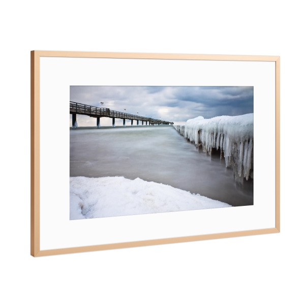 Poster mit Rahmen Kupfer "Seebrücke und Buhne" artboxONE - Natur,Reise,Architektur,Reise / Strand und Meer